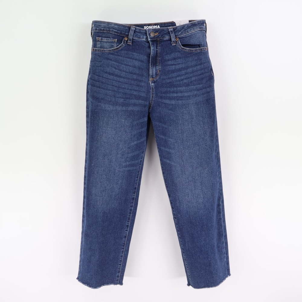 Sonoma Goods For Life‎ Straight Crop Jeans High Rise Womens 10 Blue Stretch NWT